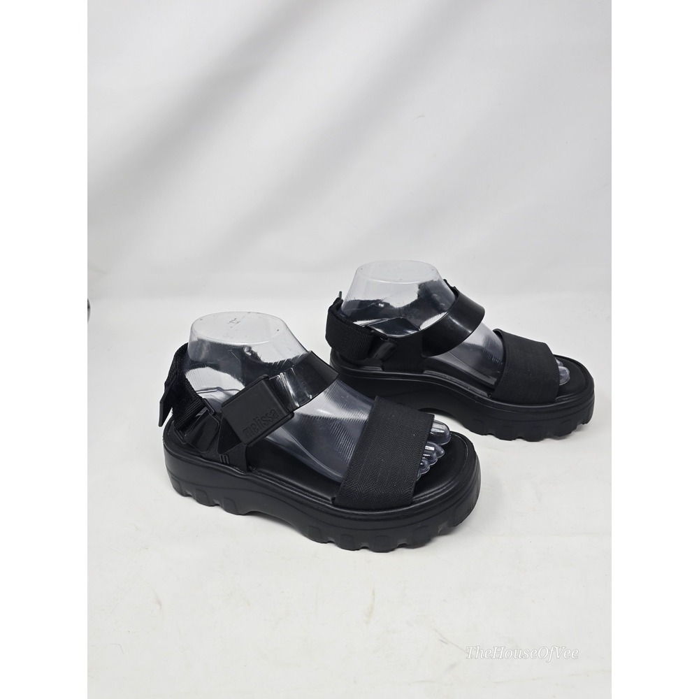 Melissa Kick Off Chunky Platform Sandals Black Women's 7 Bubblegum Scent